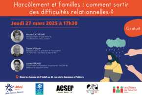 Visuel de la conférence "Harcèlement et familles".