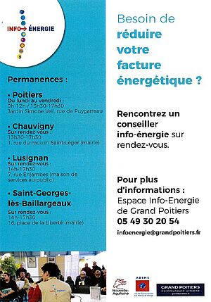 Flyer "Besoin de réduire votre facture énergétique ? Rencontrez un conseiller info-énergie" - Agrandir l'image (fenêtre modale)