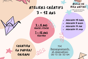 Visuel de l'Atelier créatif autour du papier pour les enfants de 3 à 12