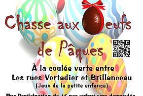 Affiche de la chasse aux oeufs de Pâques au Pâtis à Poitiers